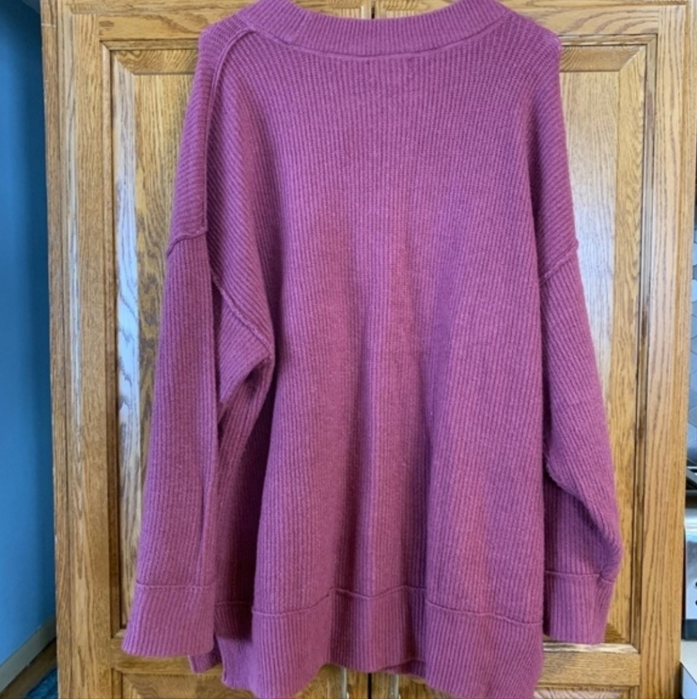 Aerie Oversized Mauve Pink Crew Neck Sweater Women's Small S Lounge Warm EUC - Picture 2 of 6